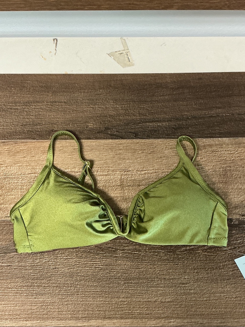 Shade & Shore Olive Green V-Notch Bikini Top